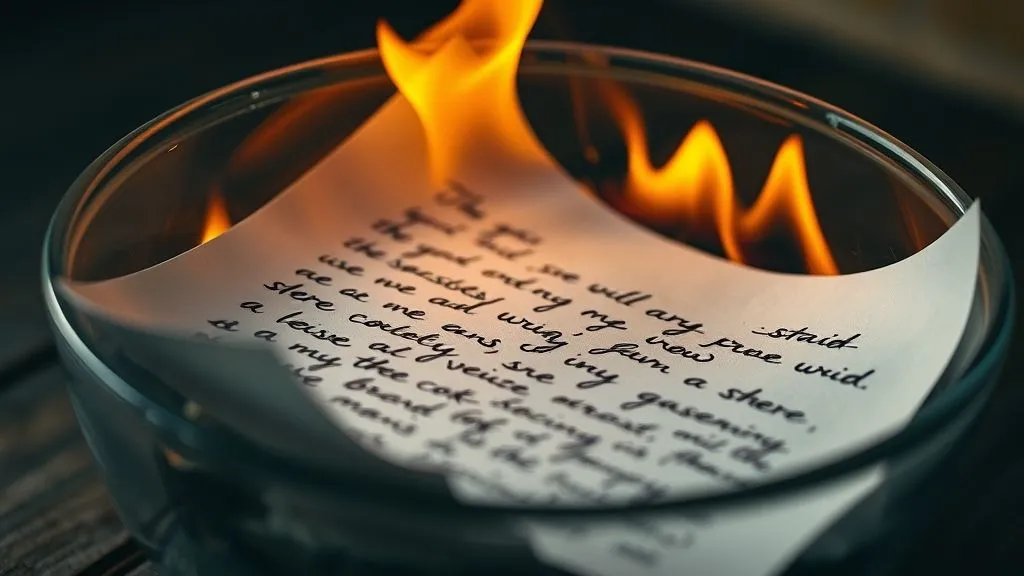 Burning a letter to stop missing someone — healing from heartbreak, letting go, emotional release