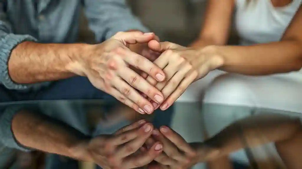 Hands almost touching before saying I love you.