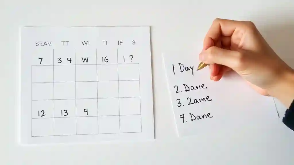 Seven-day mental detox plan calendar for rewiring the brain after a breakup