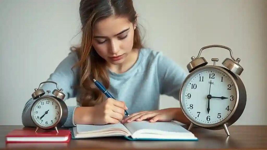 Woman journaling with a timer to manage breakup emotions through scheduled sadness