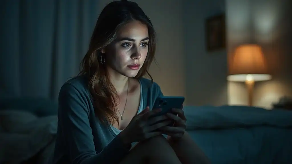 Woman crying in the dark, struggling with confusion of loving two men.