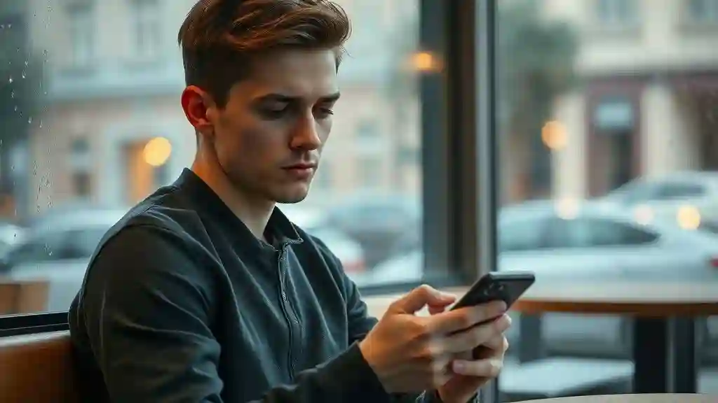 Sad man checking his phone, realizing she’s not interested.