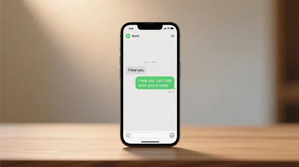 Example of calm, neutral reply text showing emotional maturity in breakup communication