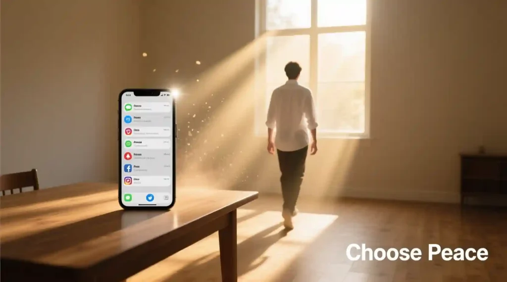 Symbolic image showing choosing silence instead of replying to toxic or manipulative texts.