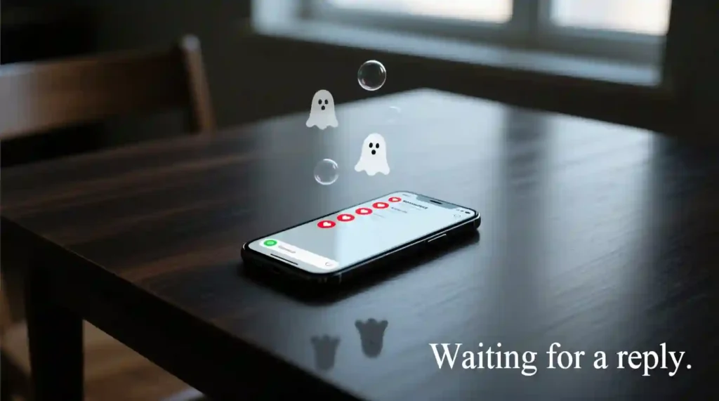 Smartphone with no new messages symbolizing Gen Z fear of silence in texting.