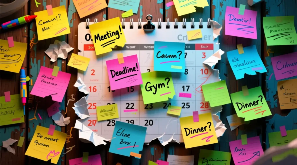 Overbooked calendar representing how a cheating girlfriend hides behind fake busyness.