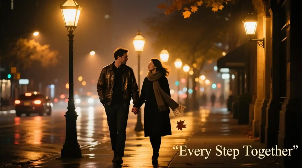 Couple walking hand in hand symbolizing lasting love and being chosen every day.