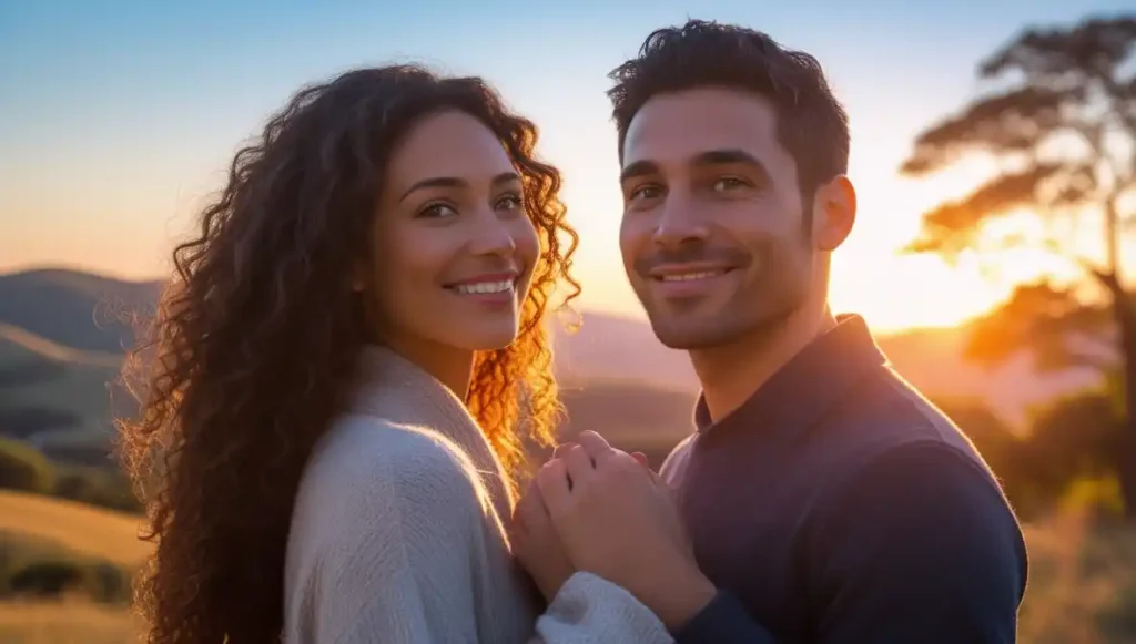 Emotionally open couple representing healing from self-sabotage in dating