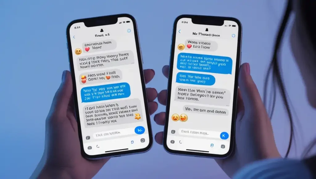 Text message imbalance showing emotional cheating through selective communication.