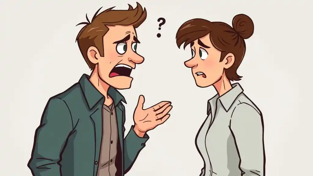 Illustration showing emotional manipulation where one partner blames the other for reacting emotionally.