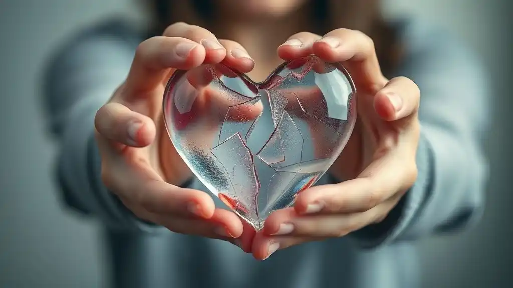 A person holding a fragile glass heart, representing emotional vulnerability and misunderstood sensitivity.