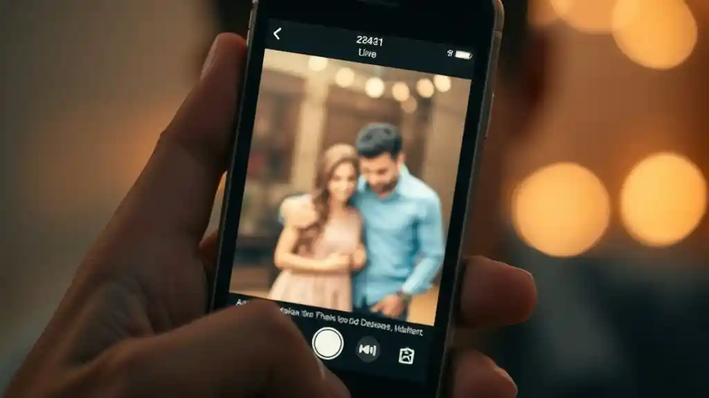 Blurred couple photo on phone representing emotional reaction to seeing ex move on