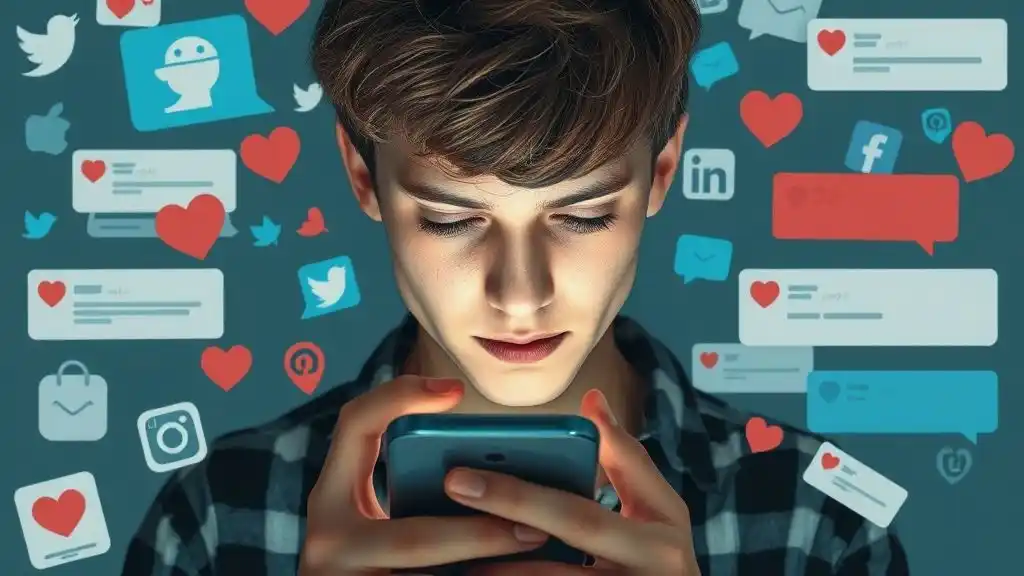 “Gen Z overwhelmed by texting and social media notifications representing emotional detachment.”