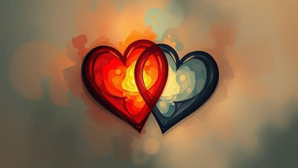 Two overlapping hearts — symbolizing jealousy and emotional imbalance in relationships.