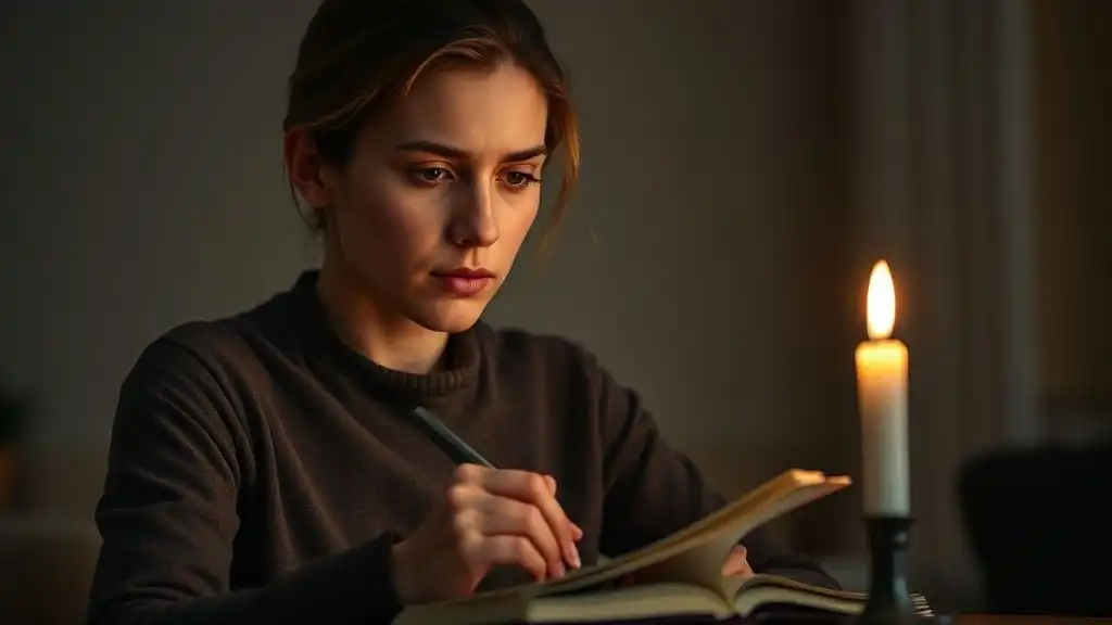 Person journaling and reflecting — recognizing manipulation patterns in relationships.