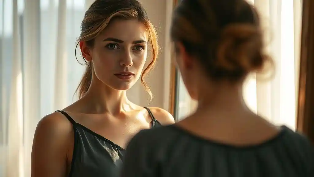 “Woman regaining self-worth after discovering her partner was playing both sides.”