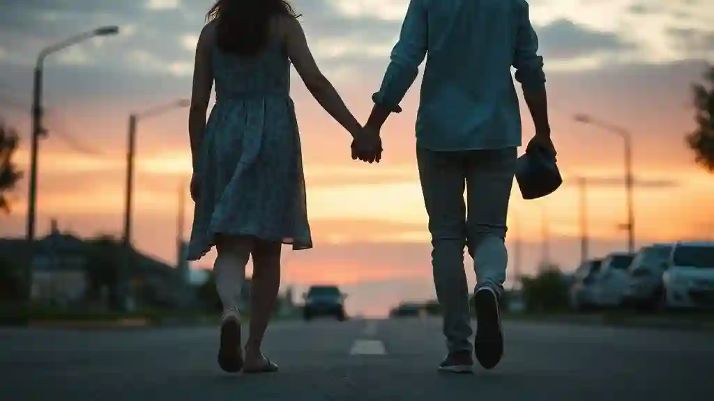 Couple walking hand in hand, symbolizing love’s journey