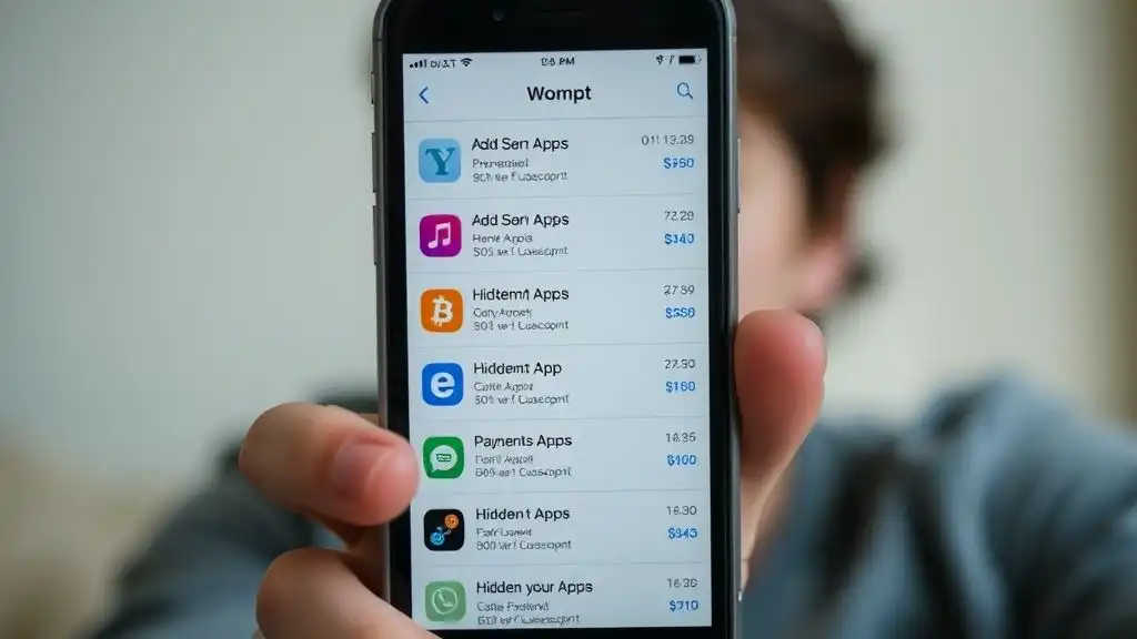 Hidden app subscriptions and secret charges revealing financial infidelity.