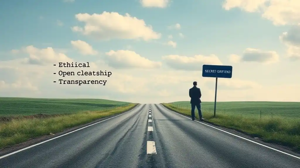 The choice between ethical non-monogamy and secret hidden relationships.