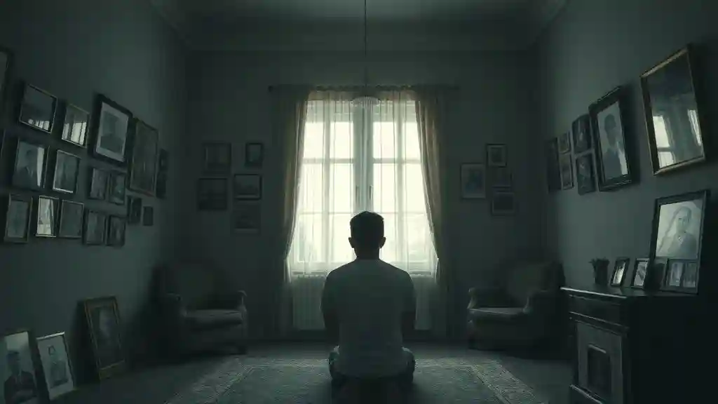 “Emotional isolation in toxic relationships shown through fading photos and loneliness.”