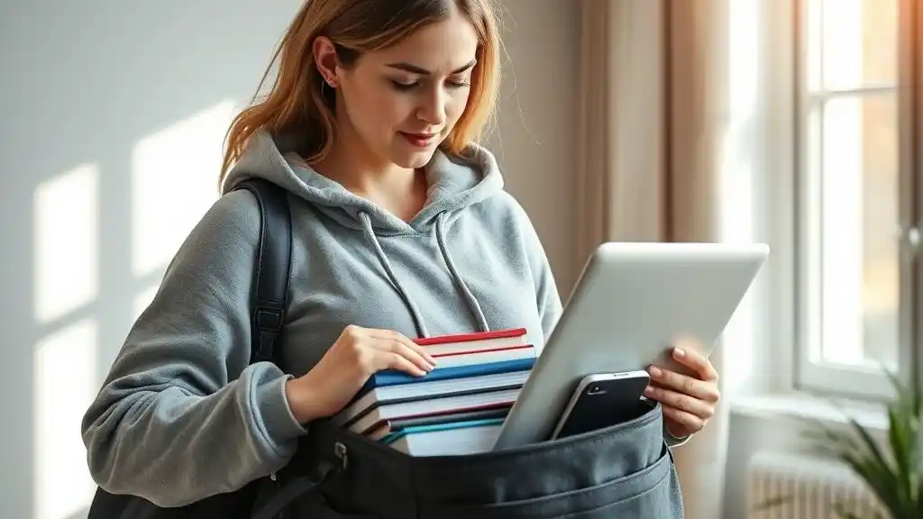 “Woman collecting her belongings and securing digital accounts after discovering her boyfriend’s betrayal.”