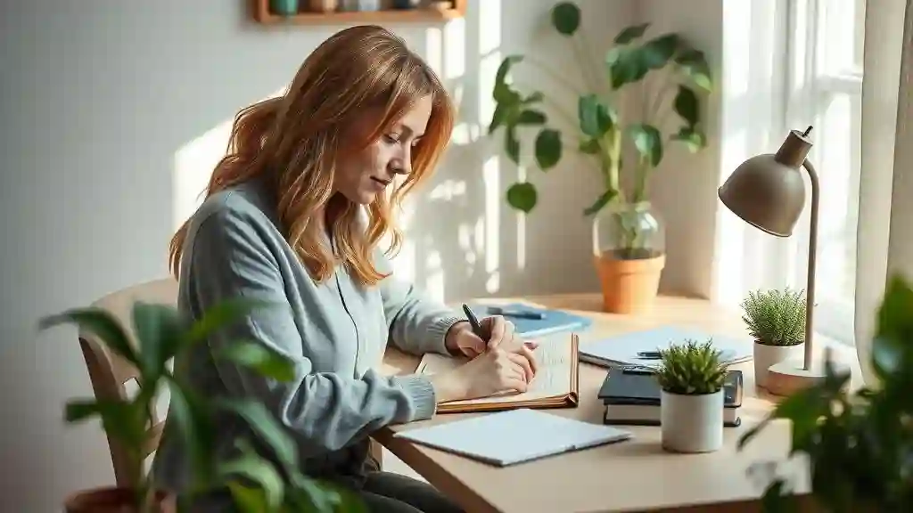 Journaling and self-reflection as part of emotional healing and acceptance.