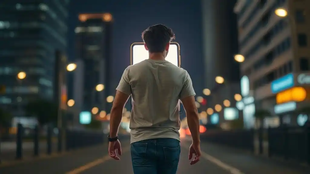 “Gen Z person walking away from phone, symbolizing emotional closure after ghostlighting.”