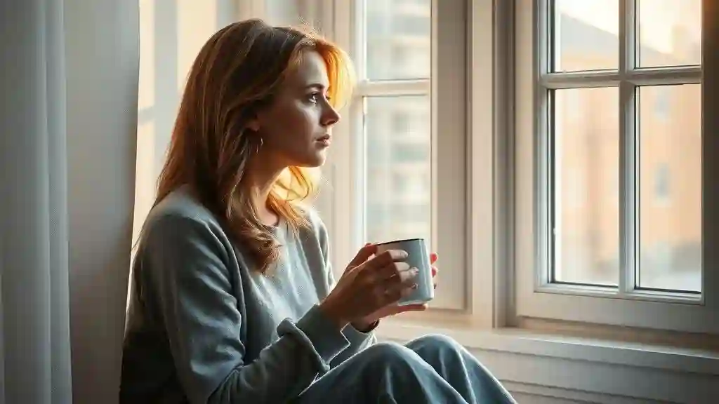 Woman finding peace and reflection after a breakup.