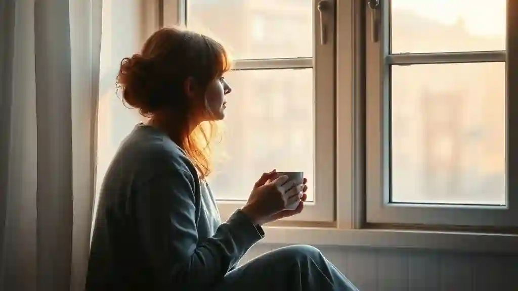 Woman reflecting alone, beginning the emotional healing process after heartbreak