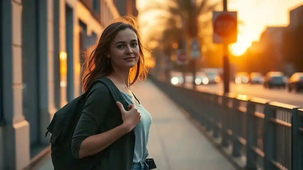 “Woman walking away empowered after discovering her boyfriend had a girlfriend.”