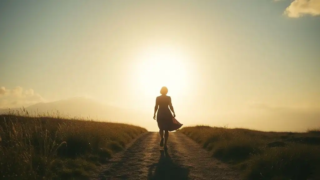 Person walking away into sunlight symbolizing healing after blocking ex who wouldn’t commit.