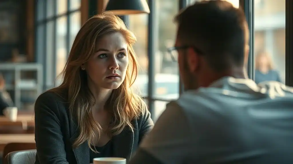 Woman looking uncertain during conversation — symbolizing emotional hesitation in the I’m Not Ready for a Relationship Test.