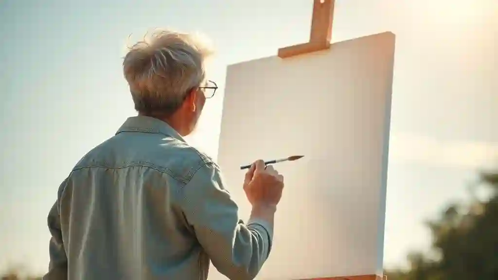Person painting a new canvas in sunlight, symbolizing healing and self-renewal.