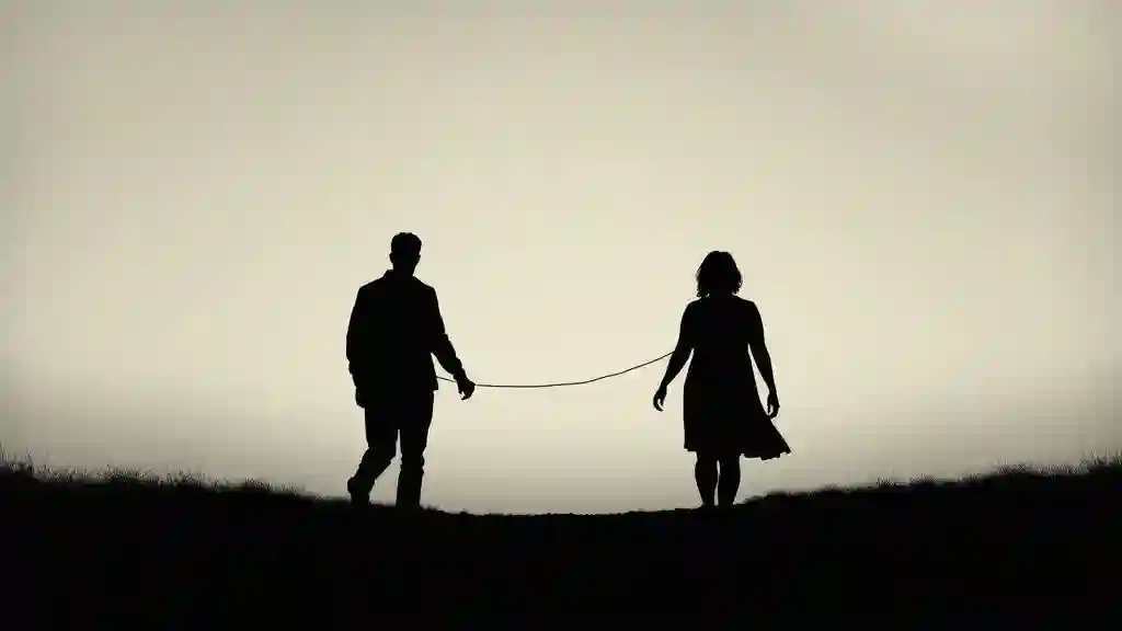 Symbolic image of attachment lingering after love fades in a breakup.