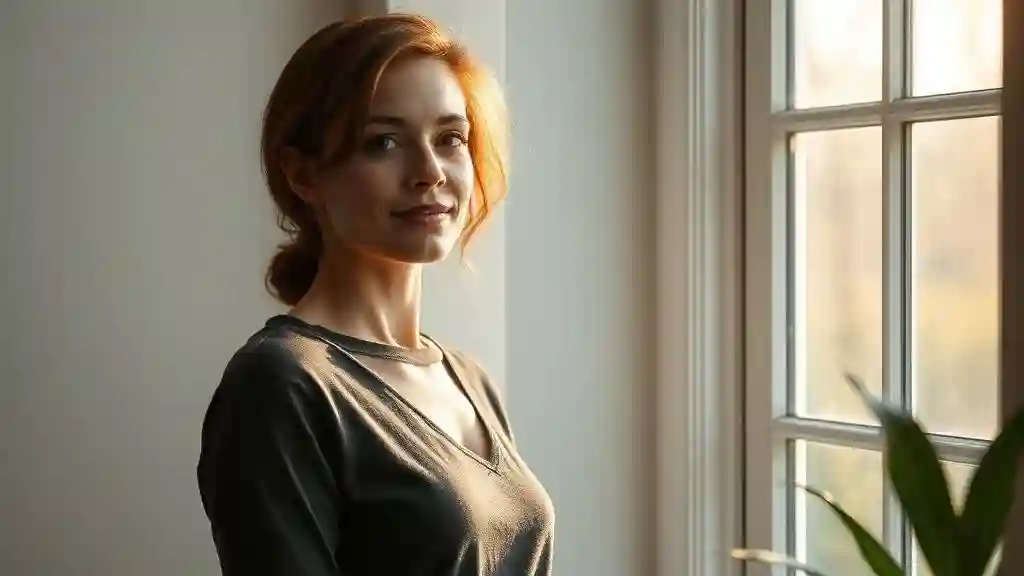 Woman standing by window in sunlight symbolizing healing and misunderstood independence.