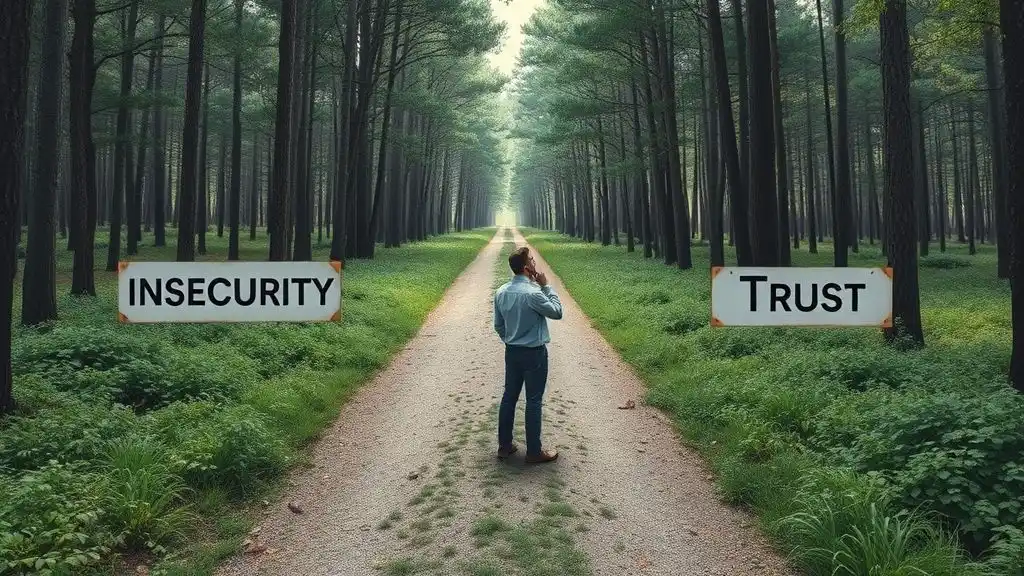 Choosing between insecurity and trust while dealing with retroactive jealousy.