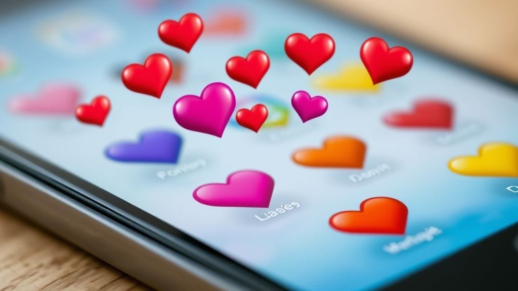 Different colored heart emojis symbolizing digital emotional expression