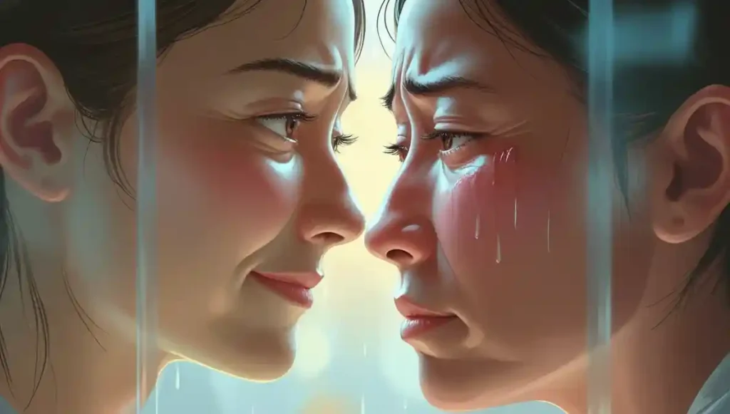 Mirrored emotions between two people representing how empathy reacts to intensity when you suspect floodlighting.