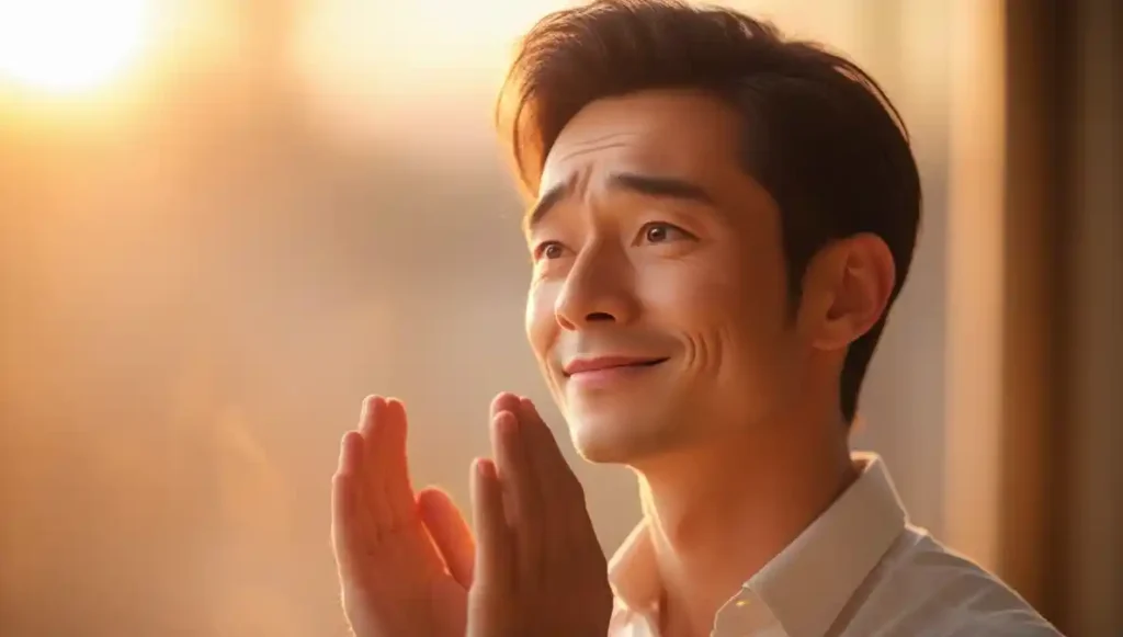 Man gathering courage to confess his feelings, symbolizing emotional honesty and timing in love.