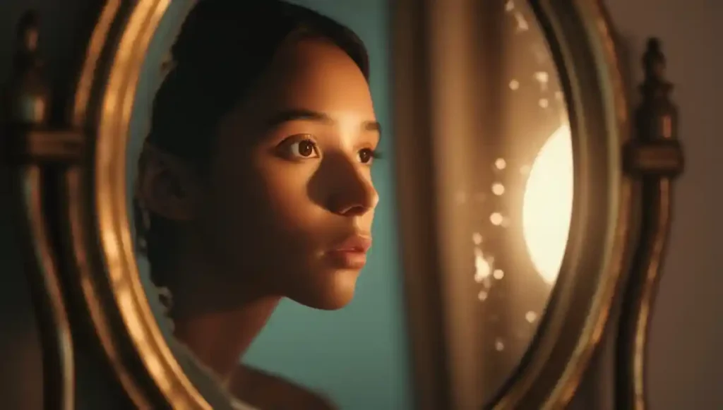 “Person looking into mirror reflecting on emotional connection and being truly seen.”