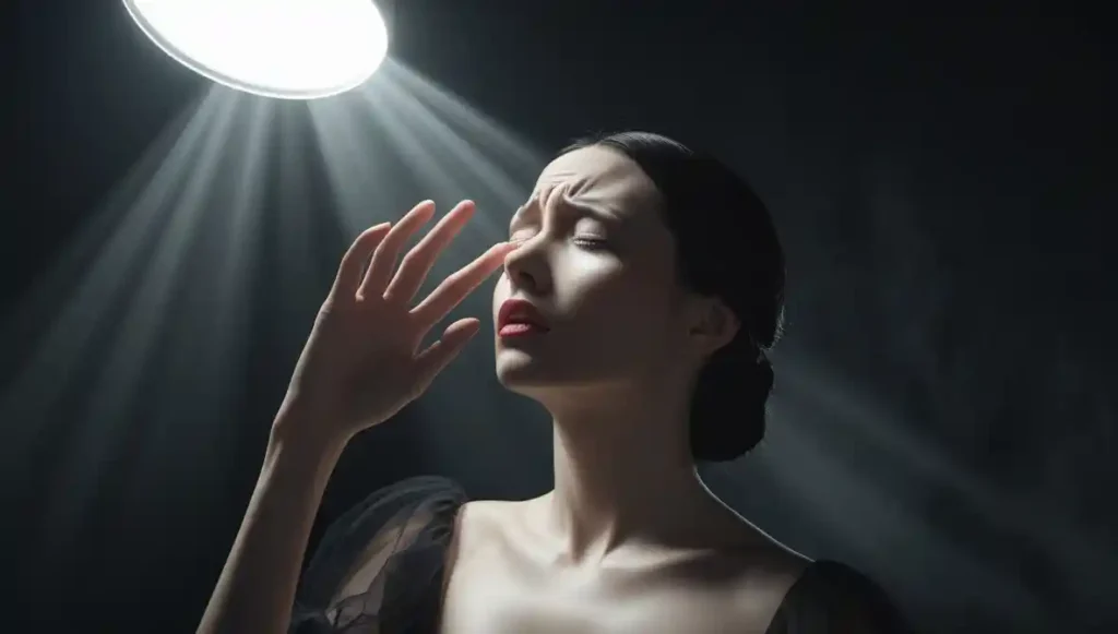 “Symbolic image of emotional overload caused by floodlighting in dating.”