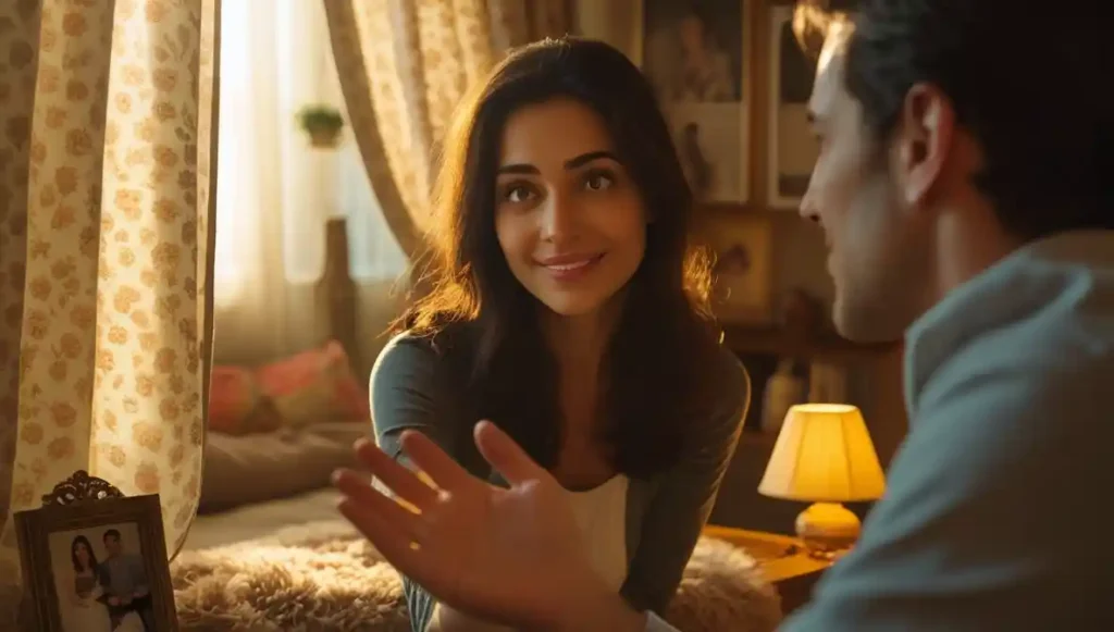 Woman welcoming someone into her personal space, symbolizing trust and emotional intimacy.