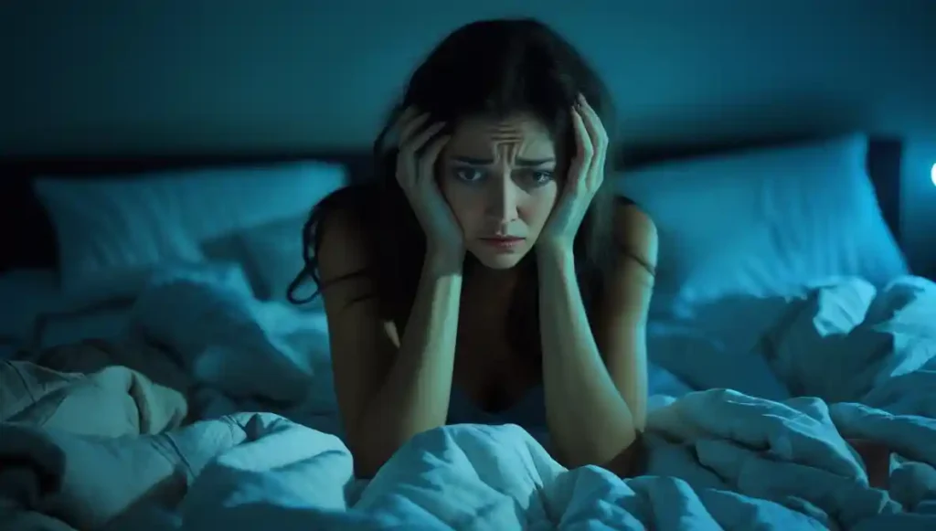 A woman feeling emotional tension in her chest, illustrating body awareness when you suspect floodlighting.