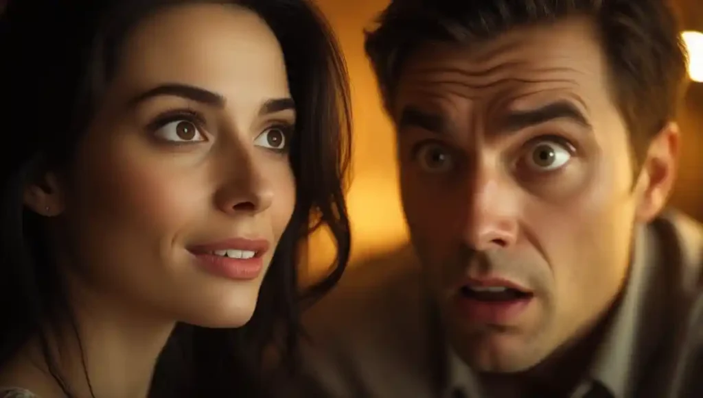 Woman testing a man’s reaction to gauge his feelings, capturing hidden emotional tension.