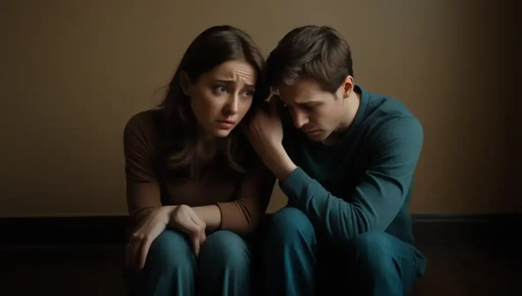 Woman distancing herself emotionally after a vulnerable moment.