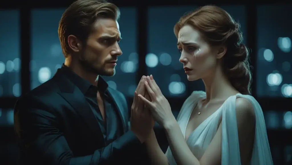 Push-pull dynamic where she pushes away but still wants connection.