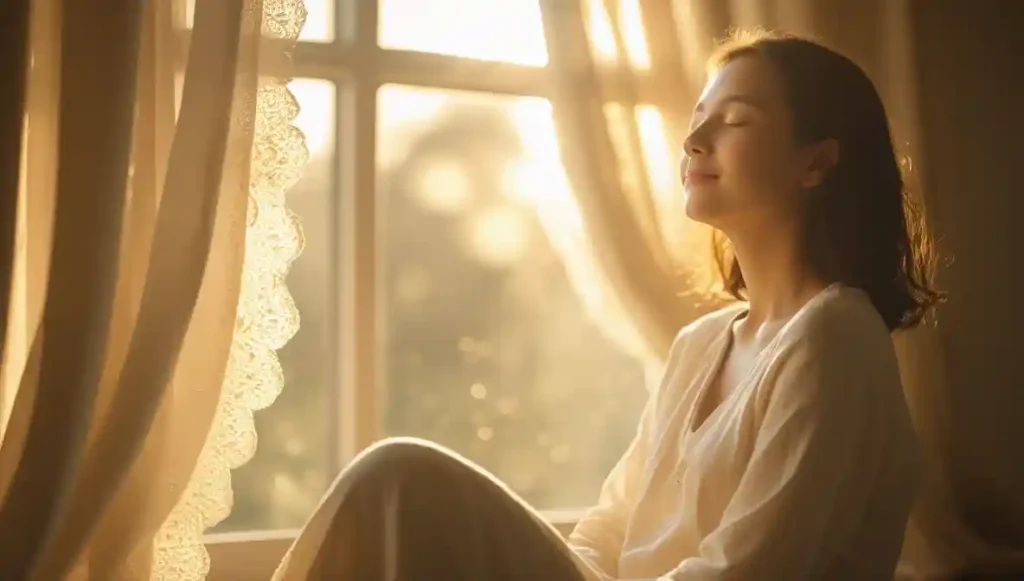 "Symbolic image of emotional healing and learning to love again."