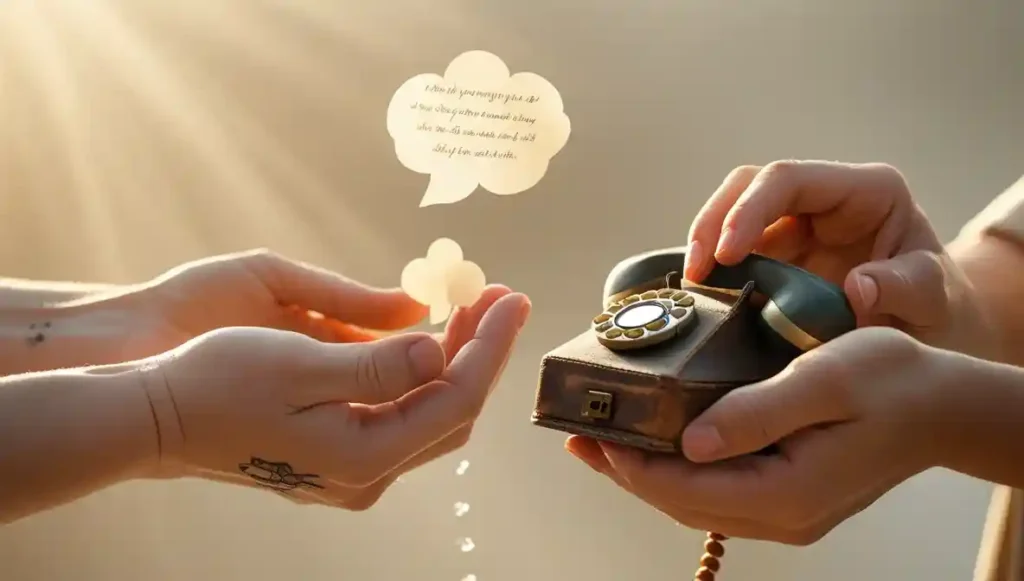 "Visual metaphor for taking accountability and reaching out to apologize."