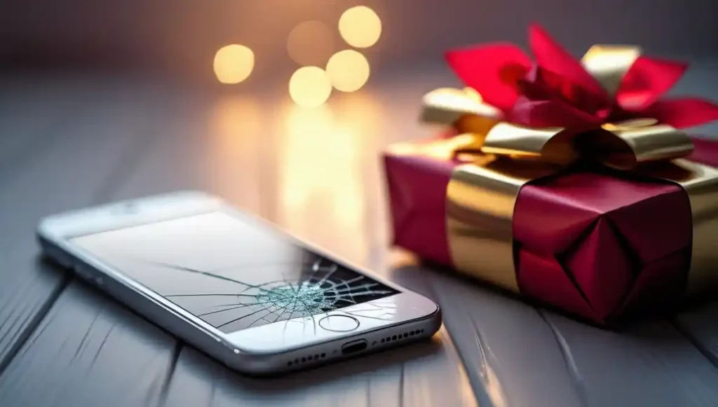Phone with unread messages beside wrapped gift symbolizing emotional inconsistency.