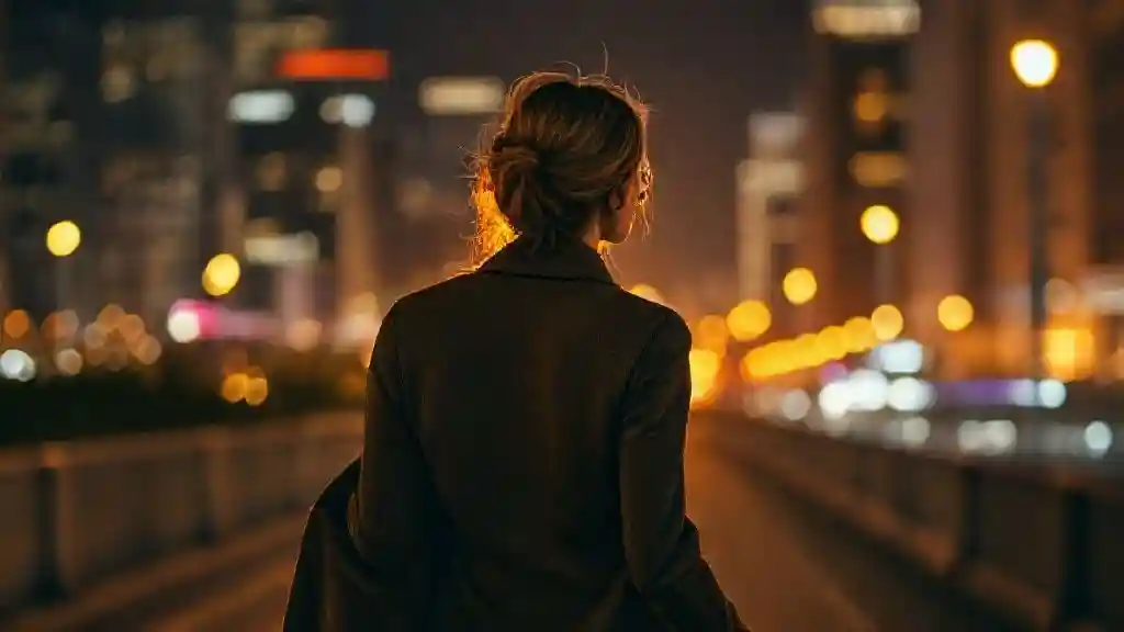 "Strong woman walking away and choosing self-respect after being disappointed."